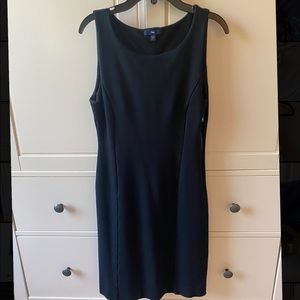 Gap Black Jersey Midi Dress Fitted Side Zipper